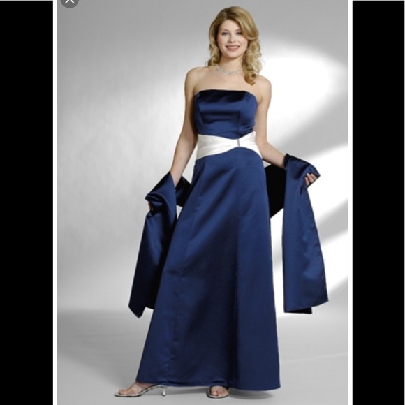 Bill Levkoff Dresses & Skirts - 👝 Bill Levkoff blue strapless gown with shawl 6